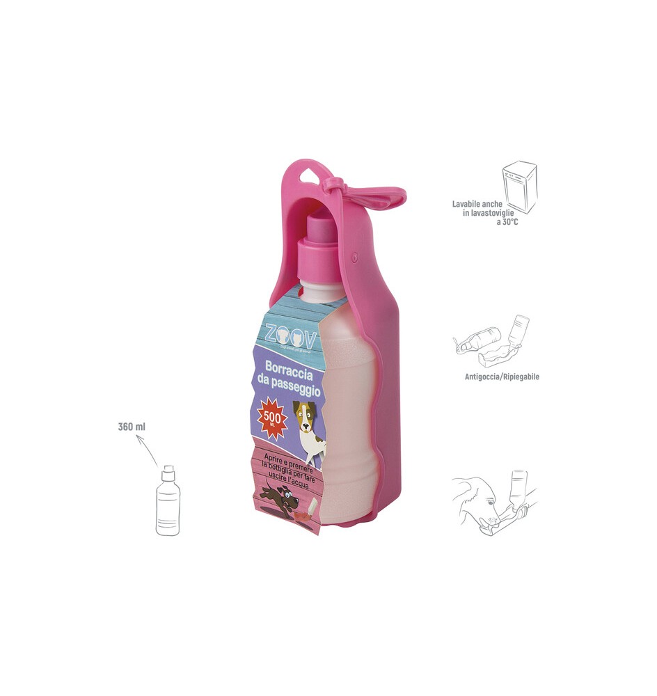 ZOOV BORRACCIA DA PASSEGGIO 360 ML ROSA