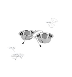 ZOOV CIOTOLA DOPPIA IN ACCIAIO C/SUPPORTO ML.400