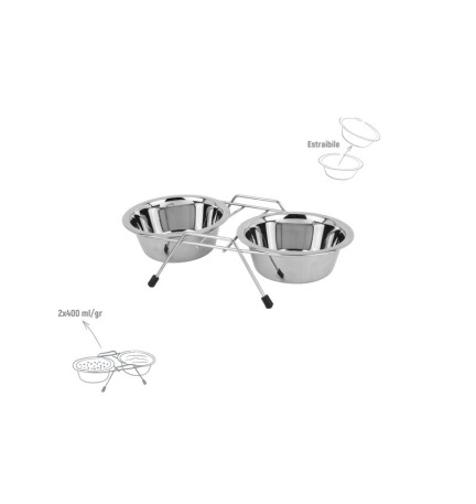 ZOOV CIOTOLA DOPPIA IN ACCIAIO C/SUPPORTO ML.400