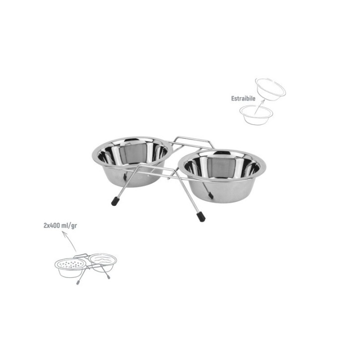 ZOOV CIOTOLA DOPPIA IN ACCIAIO C/SUPPORTO ML.400