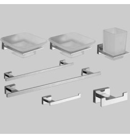 KIT ACCESSORI BAGNO 7 PEZZI SERIE GIULIA - Cromo - vetro
