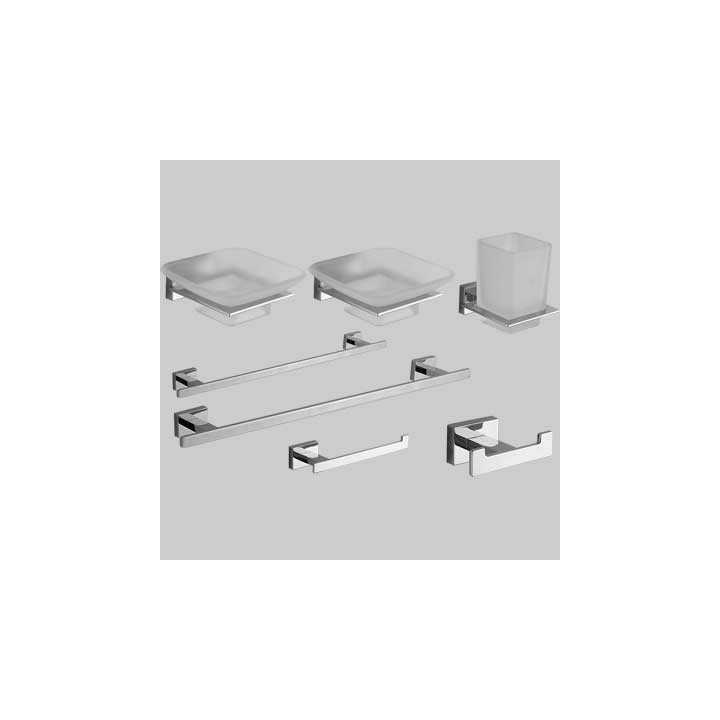 KIT ACCESSORI BAGNO 7 PEZZI SERIE GIULIA - Cromo - vetro