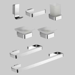 KIT ACCESSORI BAGNO 7 PEZZI SERIE MARY - Cromo - vetro
