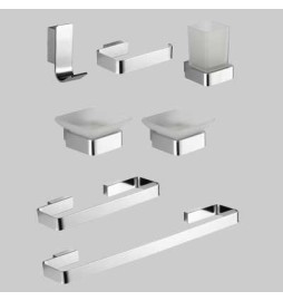 KIT ACCESSORI BAGNO 7 PEZZI SERIE MARY - Cromo - vetro