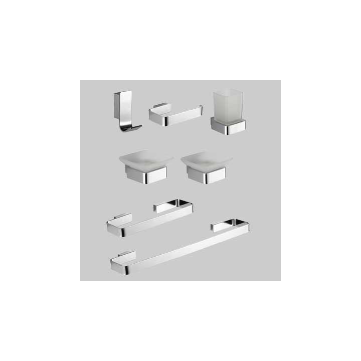 KIT ACCESSORI BAGNO 7 PEZZI SERIE MARY - Cromo - vetro