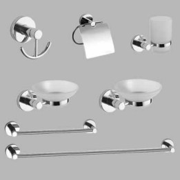 KIT ACCESSORI BAGNO 7 PEZZI SERIE CAROL - Cromo - vetro