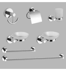 KIT ACCESSORI BAGNO 7 PEZZI SERIE CAROL - Cromo - vetro