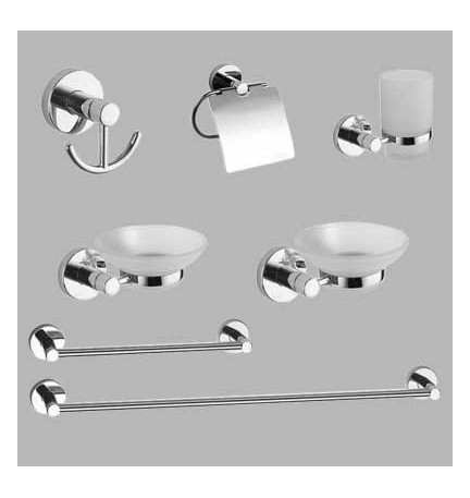 KIT ACCESSORI BAGNO 7 PEZZI SERIE CAROL - Cromo - vetro