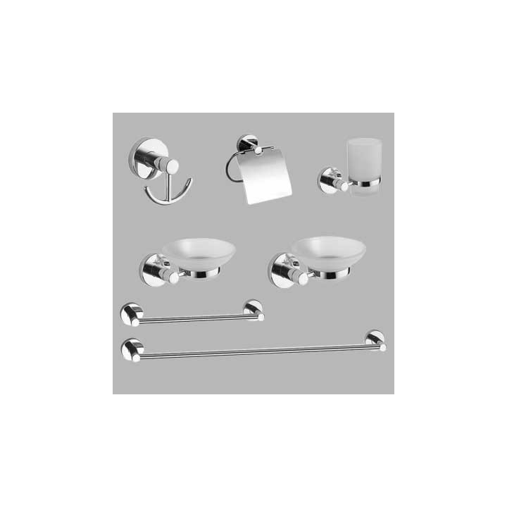 KIT ACCESSORI BAGNO 7 PEZZI SERIE CAROL - Cromo - vetro
