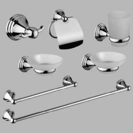 KIT ACCESSORI BAGNO 7 PEZZI SERIE SARA - Cromo - vetro
