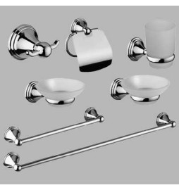 KIT ACCESSORI BAGNO 7 PEZZI SERIE SARA - Cromo - vetro