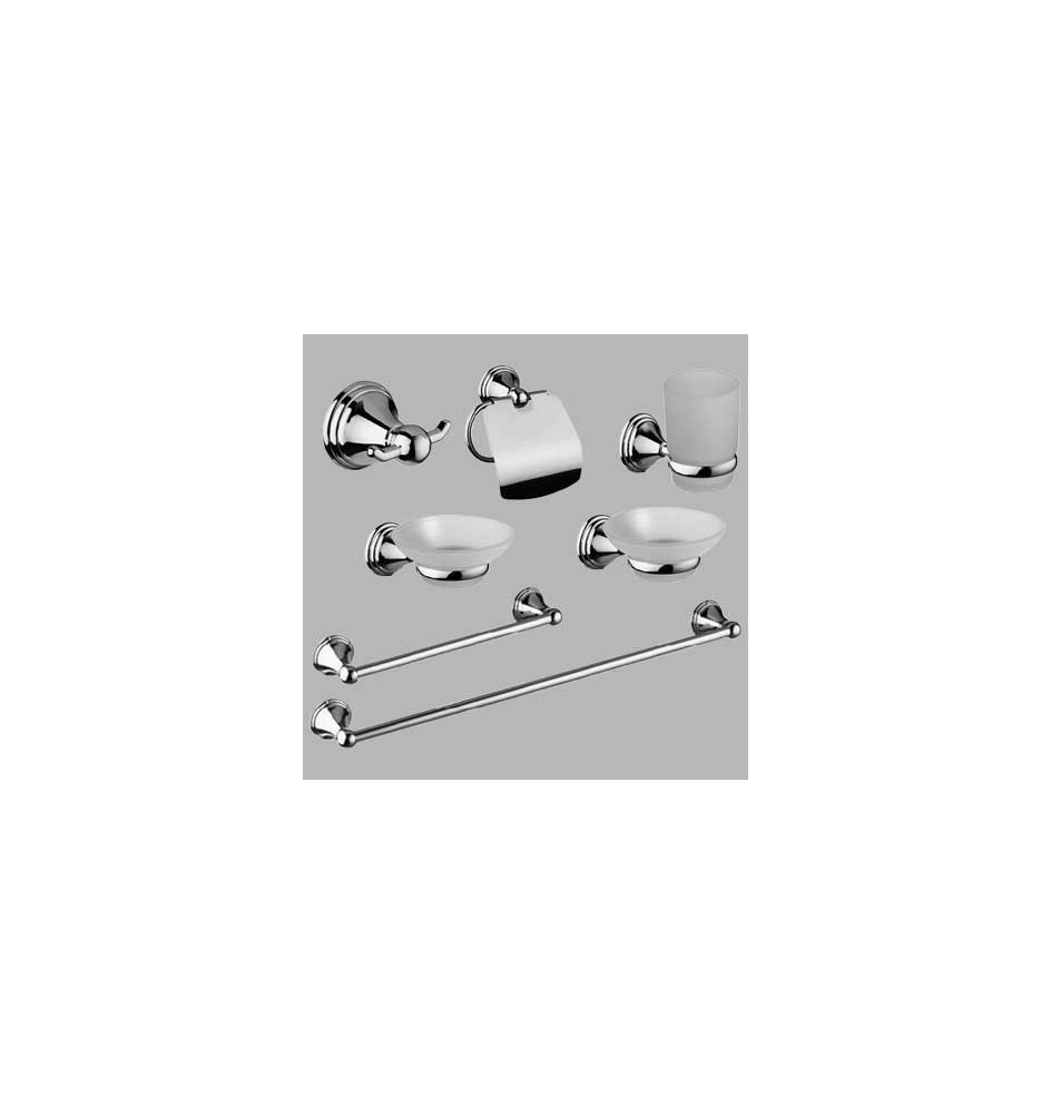 KIT ACCESSORI BAGNO 7 PEZZI SERIE SARA - Cromo - vetro