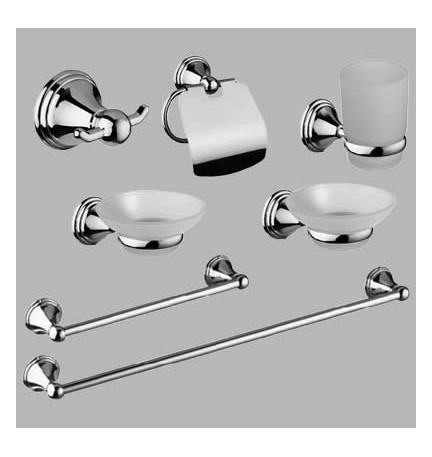 KIT ACCESSORI BAGNO 7 PEZZI SERIE SARA - Cromo - vetro