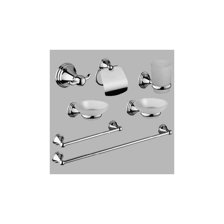 KIT ACCESSORI BAGNO 7 PEZZI SERIE SARA - Cromo - vetro