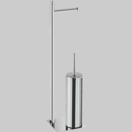 PIANTANA PORTAROTOLO E SCOPINO WC TRILLY - Cromato L.14 X P.14 X H.63 cm