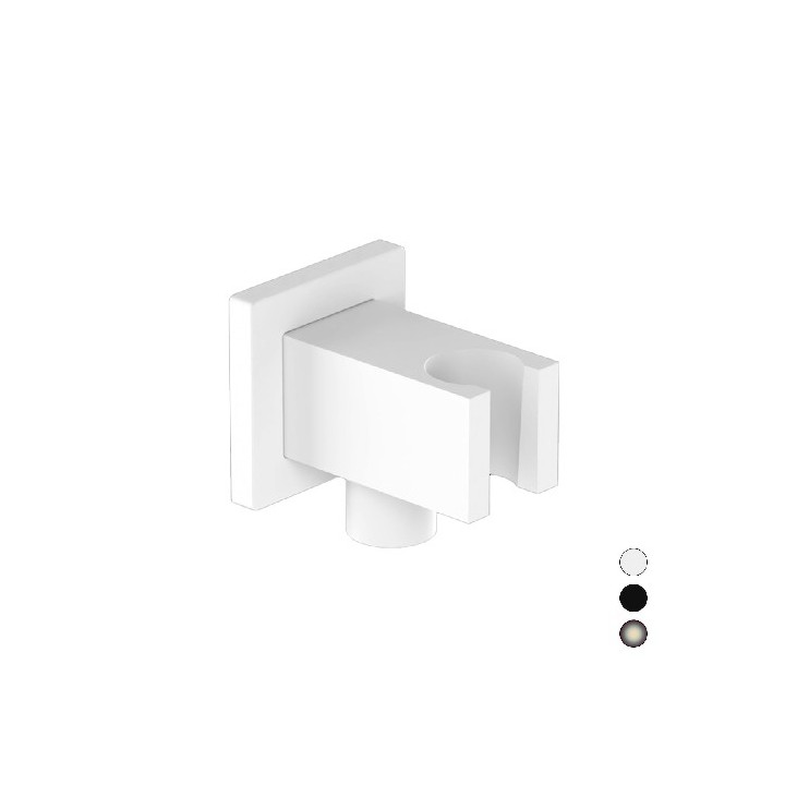 SUPPORTO DOCCIA MINIMALE QUADRO CON PRESA ACQUA Nichel Spazzolato Opaco
