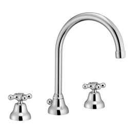 BATTERIA LAVABO BOCCA GIREVOLE CON SCARICO CANNA A FONTANA MAREA Cromo