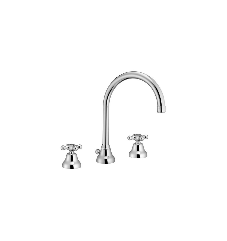 BATTERIA LAVABO BOCCA GIREVOLE CON SCARICO CANNA A FONTANA MAREA Cromo