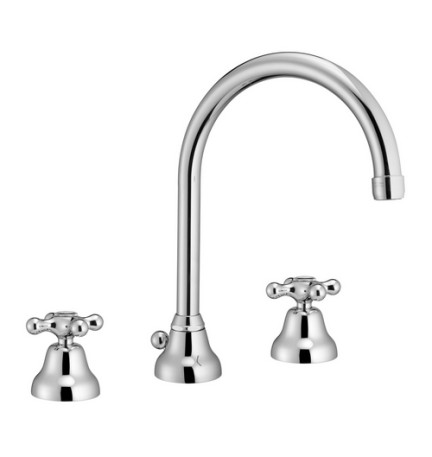 BATTERIA LAVABO BOCCA GIREVOLE CON SCARICO CANNA A FONTANA MAREA Cromo
