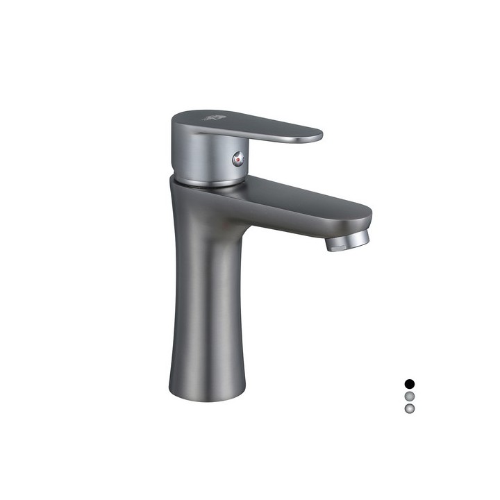 MISCELATORE MONOCOMANDO LAVABO SERIE LIZZY Nichel Nero Spazzolato