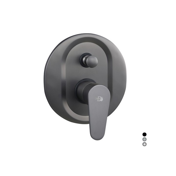 MISCELATORE MONOCOMANDO INCASSO DOCCIA CON DEVIATORE SERIE LIZZY Nichel Nero Spazzolato