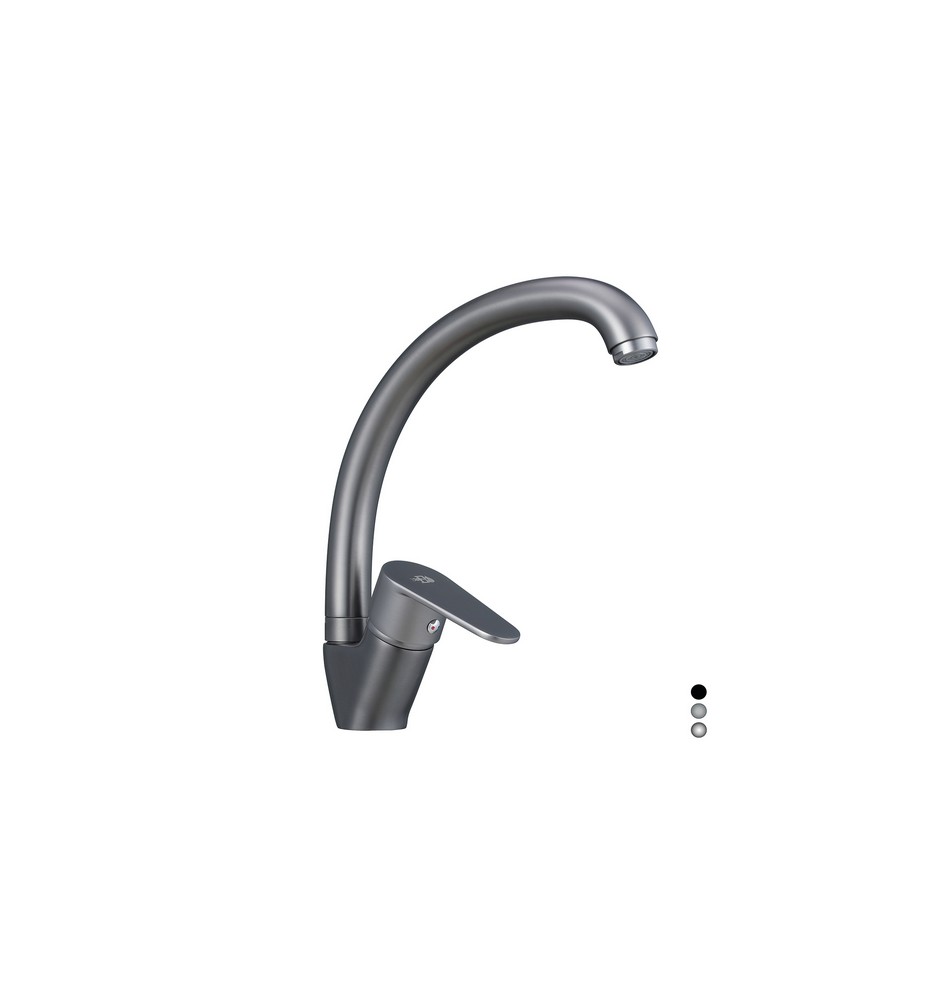 MISCELATORE MONOCOMANDO LAVELLO CANNA ALTA SERIE LIZZY Nichel Nero Spazzolato