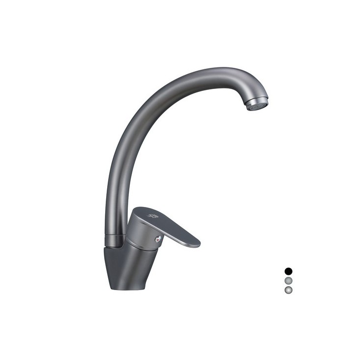 MISCELATORE MONOCOMANDO LAVELLO CANNA ALTA SERIE LIZZY Nichel Nero Spazzolato