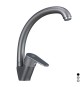 MISCELATORE MONOCOMANDO LAVELLO CANNA ALTA SERIE LIZZY Nichel Nero Spazzolato