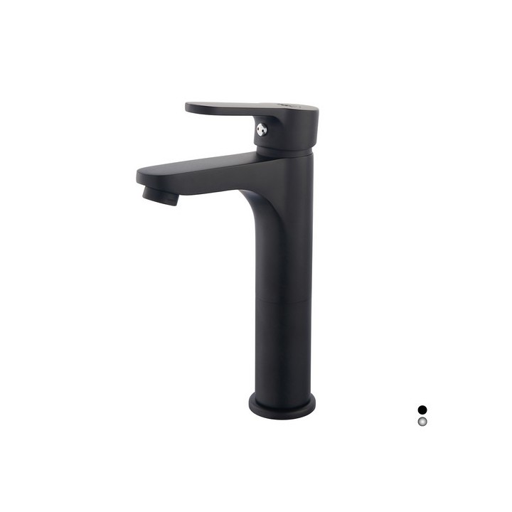 MISCELATORE MONOCOMANDO LAVABO ALTO SERIE PACO Nero opaco - Senza piletta