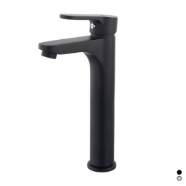 MISCELATORE MONOCOMANDO LAVABO ALTO CM 23,5 SERIE PACO Nero opaco - Senza piletta