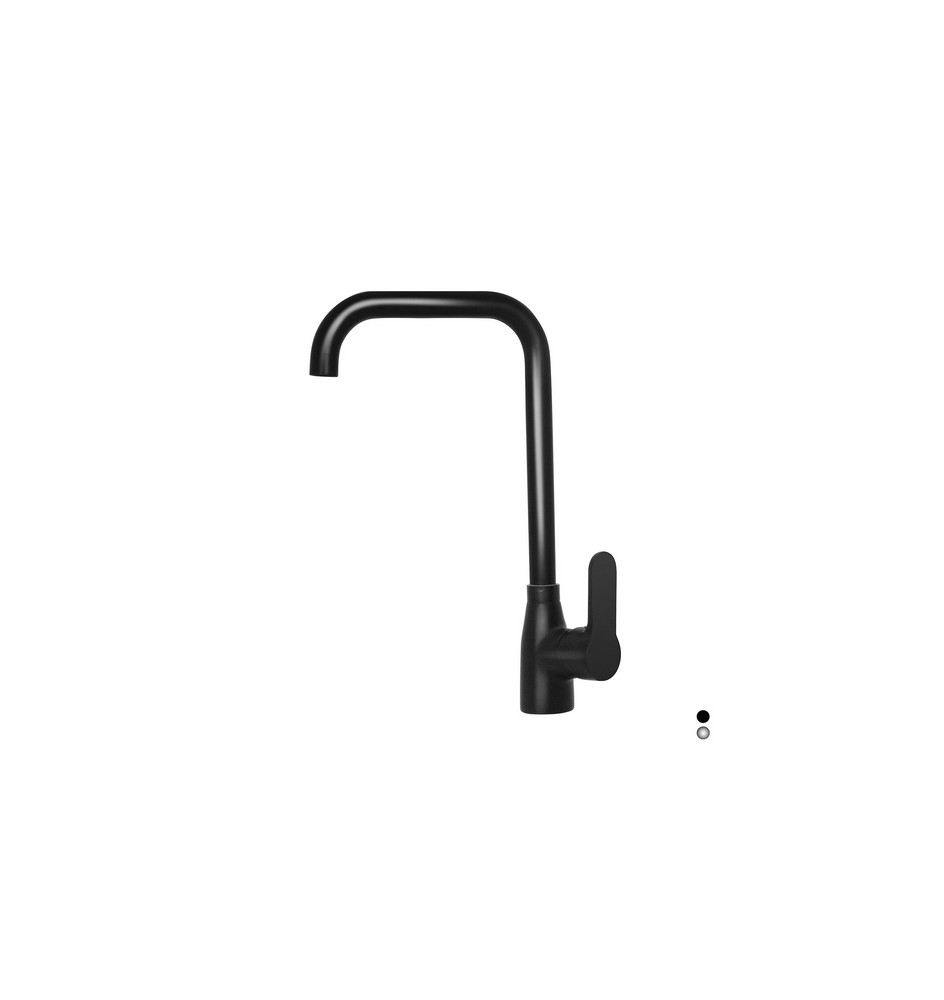 MISCELATORE MONOCOMANDO LAVELLO CANNA QUADRA SERIE PACO Nero opaco