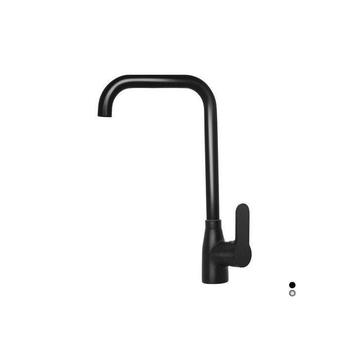 MISCELATORE MONOCOMANDO LAVELLO CANNA QUADRA SERIE PACO Nero opaco