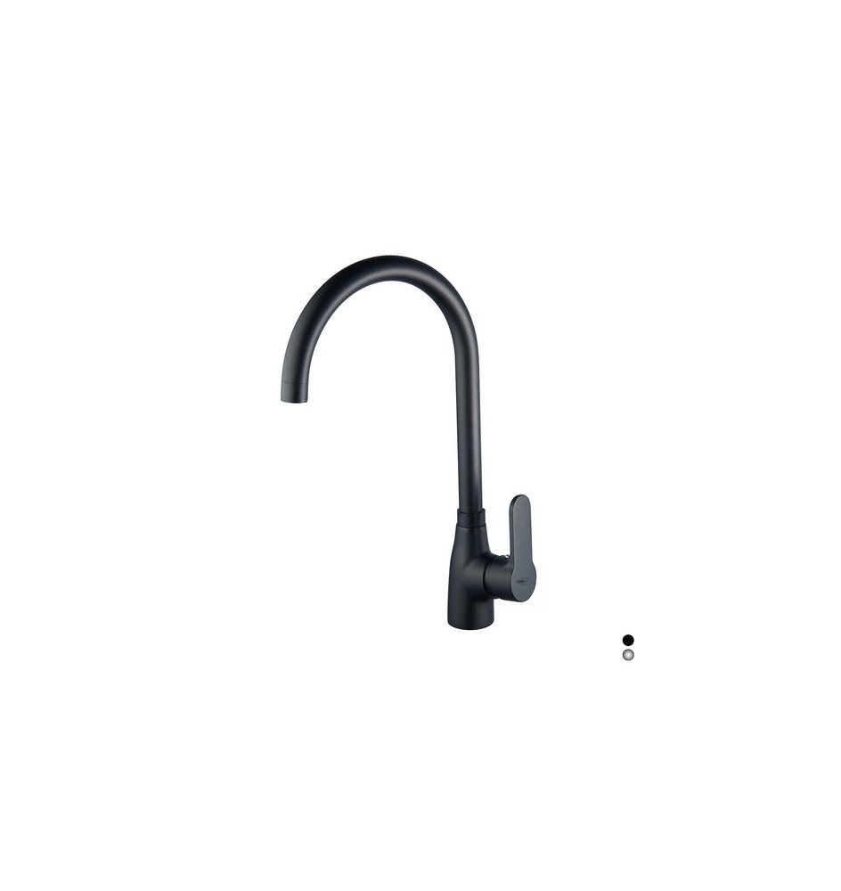 MISCELATORE MONOCOMANDO LAVELLO CANNA ALTA SERIE PACO Nero opaco