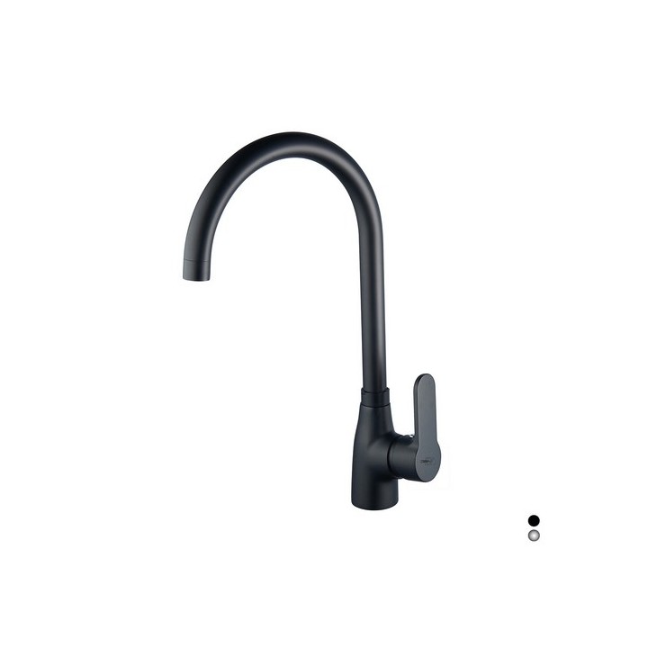 MISCELATORE MONOCOMANDO LAVELLO CANNA ALTA SERIE PACO Nero opaco