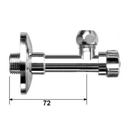 RUBINETTO AD ANGOLO CON ROSONE E DADO CONICO CORTO 1/2 x 3/8