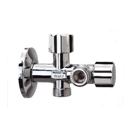 RUBINETTO DUAL N+S 1/2" CON ROSONE 1/2 x 1/2 x 1/2