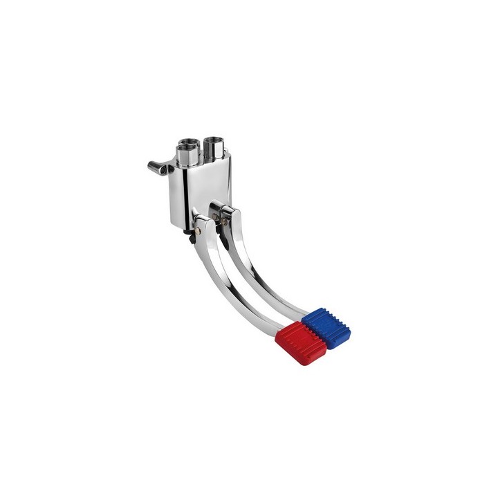 RUBINETTO A PEDALE ESTERNO 2 VIE PER PARETE S/FLEX. S/RUB. 1/2