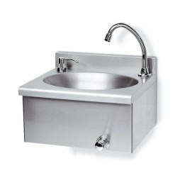 LAVAMANI IN ACCIAIO INOX CON RUBINETTO COMANDO GINOCCHIO cm 40x35x20,5