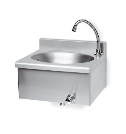 LAVAMANI IN ACCIAIO INOX RUBINETTO COMANDO GINOCCHIO cm 40x35x20,5