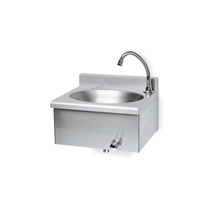 LAVAMANI IN ACCIAIO INOX RUBINETTO COMANDO GINOCCHIO cm 40x35x20,5