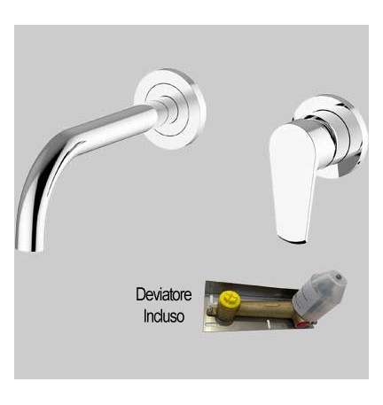 BATTERIA LAVABO INCASSO A PARETE VELVET - C/scarico Click Clack