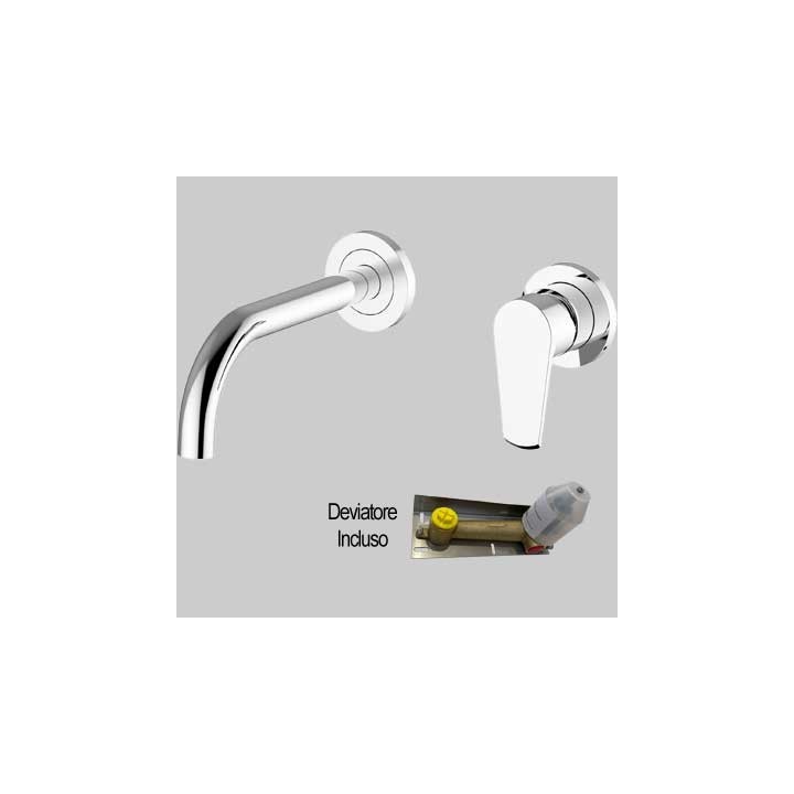 BATTERIA LAVABO INCASSO A PARETE VELVET - C/scarico Click Clack