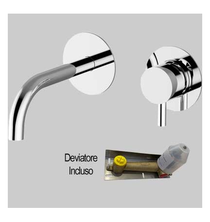 BATTERIA LAVABO INCASSO A PARETE JABIL 25 - C/scarico Click Clack