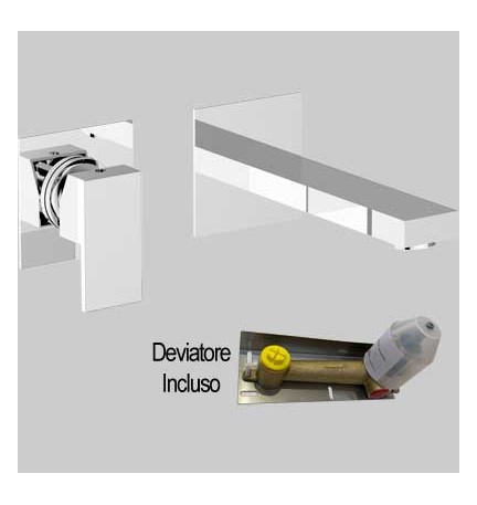 BATTERIA LAVABO INCASSO A PARETE PILLAR - C/scarico Click Clack