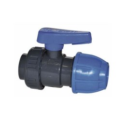 VALVOLA A SFERA MONOGHIERA IN PVC CON FIL. F/ GIUNTO A COMPRESSIONE 1/2" x 20