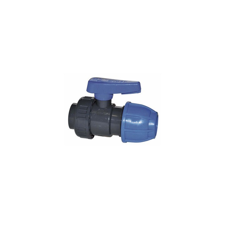 VALVOLA A SFERA MONOGHIERA IN PVC CON FIL. F/ GIUNTO A COMPRESSIONE 1/2" x 20
