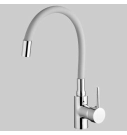 MONOCOMANDO LAVELLO MALDIVE CANNA IN GOMMA FLESSIBILE - Bianco