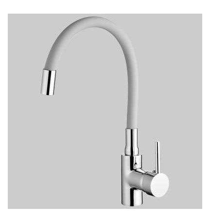 MONOCOMANDO LAVELLO MALDIVE CANNA IN GOMMA FLESSIBILE - Bianco