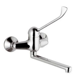 MISCELATORE MONOCOMANDO LAVELLO A MURO CON LEVA CLINICA EPIC Cromo