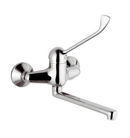 MISCELATORE MONOCOMANDO LAVELLO A MURO CON LEVA CLINICA EPIC Cromo